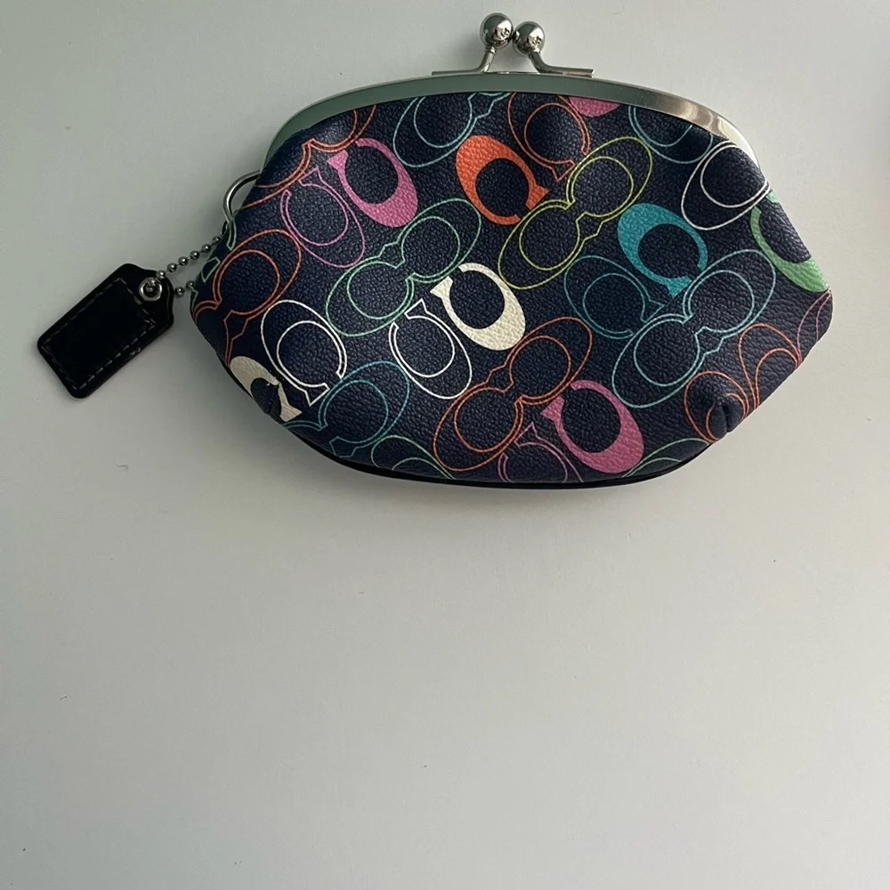 🌸Vintage Coach Navy Optic C Rainbow Vintage Coin Bag